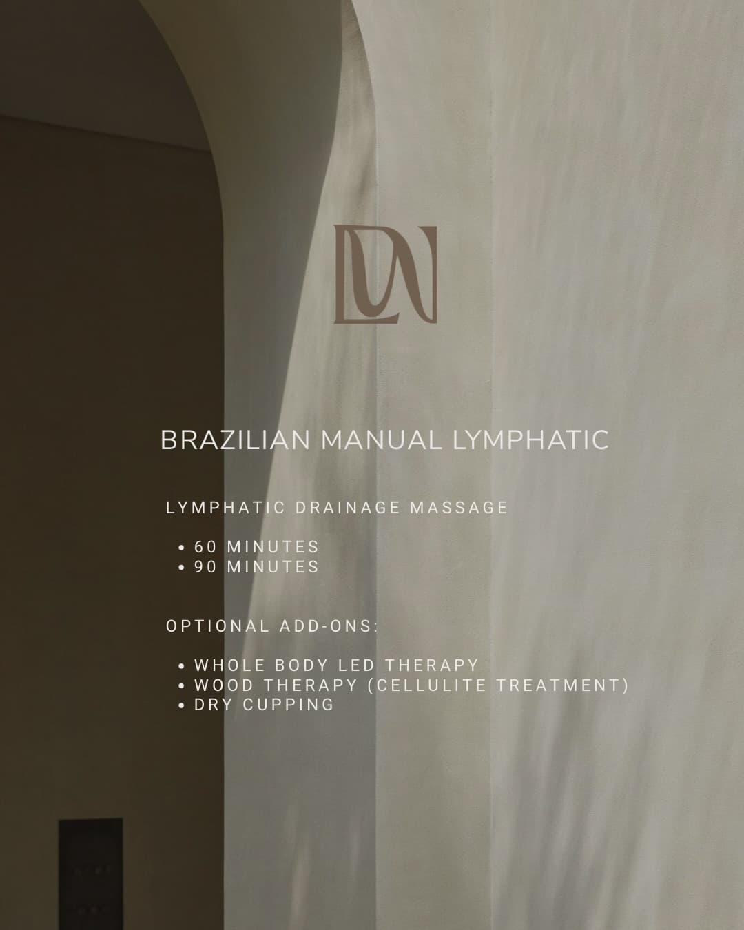Gentle lymphatic body treatment in a warm neutral clinic
